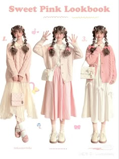 Sweet Pink Outfit, How Pinterest Sees Me Fashion, Sweet Style Outfits Girly, Mix And Match Patterns Outfits, Pink And Blue Fashion, Cute Asian Clothes, You And Me And Her, J Fashion Outfits, Cute Pink Winter Outfits