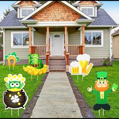 st patrick's day lawn decorations in front of a house