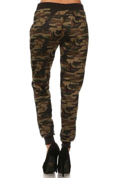 Prima Donna Stretch Joggers For Fall, Stretch Jogger Trousers For Fall, Trendy High Waist Stretch Joggers, Trendy Stretch Full Length Joggers, Trendy High-waisted Fall Joggers, Fall Stretch Full-length Joggers, Fall Stretch Full Length Joggers, Stretch Full Length Joggers For Fall, Camouflage Bottoms With Elastic Waistband For Fall