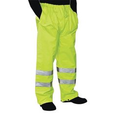 Rain Pants, Material Polyester, Gender Unisex, Size L, Color Green, Inseam 29 in, Maximum Waist Size 54 in, High-Visibility Yes, ANSI Class E, Number of Outside Pockets 2, Includes Lining Yes, Lining Material Polyester, Ankle Type Snap, Fabric Weight 13.5 oz, Thickness 0.55 mm, Style Rain Pants, Fly Closure Type Drawstring, Elastic, Waist Closure Drawstring, Standards ANSI/ISEA 107-2010, Includes Flap Closure, Side Openings, Coating Material Polyurethane Formal Pant For Men, Hiking Men, Mens Work Pants, Waterproof Pants, Formal Pants, Rain Pants, Sports Trousers, Work Trousers, Outdoor Pants