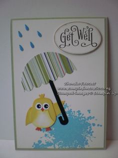 a card with an owl holding an umbrella