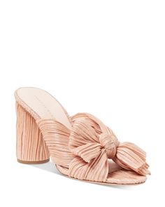 Loeffler Randall Women's Penny Pleated MHigh-Heel Slide Sandals Spring Fabric Open Heel Heels, Elegant Open Toe Fabric Heels, Elegant Fabric Heels With Heel Strap, Spring Formal Sandals With Wrapped Heel, Formal Spring Sandals With Wrapped Heel, Chic Fabric Sandals With Block Heel, Summer Fabric Sandals With Wrapped Heel, Summer Almond Toe Heels With Reinforced Heel, Chic High Heel Fabric Sandals