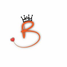 the letter b with a crown on top is shown in red and black letters are also orange