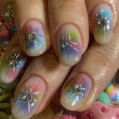 Fairy Nail Art, Nails Yellow, Kawaii Nails, Salon Ideas