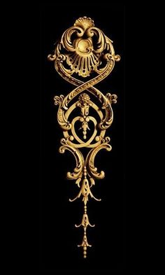 an ornate gold wall hanging on a black background with the word love written in it