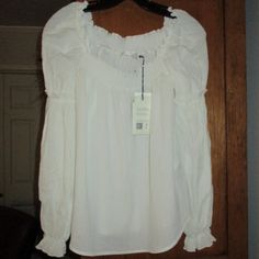 7 For All Mankind, Off-White, Long Sleeve, Off-Shoulder, Pullover Blouse Women's Tag Size Xs 100% Cotton - Elastic Neck - Elastic In Upper Arm - Elastic In Cuffs - Loose Fit Brand New With Tags! White Peasant Top For Fall Daywear, White Fitted Long Sleeve Peasant Top, Fitted White Peasant Top With Long Sleeves, Fitted Peasant Top For Daywear In Fall, Fitted Peasant Top For Fall Daywear, White Blouse For Fall Daywear, White Long Sleeve Peasant Top For Fall, Trendy Long Sleeve Peasant Top For Fall, White Cotton Peasant Top For Fall