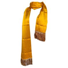 Satin yellow Saint Laurent scarf In silk. Viscose fringe part. Long measures 20 x 280. In excellent condition, shows signs of little use. Stole Scarf, Scarf Accessory, Saint Laurent, Fashion Accessories, Satin, Silk, Signs, Yellow