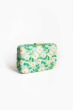 Blue Iris Clutch – Thistle Hill Elegant Summer Wedding Clutch, Chic Formal Summer Clutch, Chic Summer Formal Clutch, Summer Wedding Clutch Evening Bag, Spring Evening Rectangular Clutch, Rectangular Evening Bag For Spring Events, Spring Event Rectangular Evening Bag, Elegant Green Bag With Floral Embroidery, Elegant Green Bags With Floral Embroidery