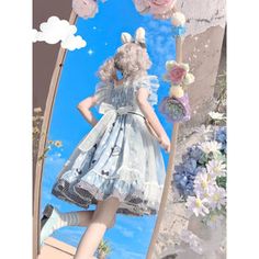 Kawaii Melody/Kuromi Lolita Dress MK17596 – KawaiiMoriStore Kuromi And My Melody Outfits, Kuromi In A Dress, Blue Fairy Kei Dress With Ruffles, Fairy Kei Dress For Spring Dress-up, Fairy Kei Mini Dress With Ruffles, Soft Grunge, Lolita Dress