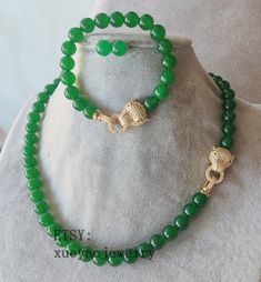 Welcome to my shop my dear friend. I hope you will like my jewelry, Please see the detail for this item: Pearl Jewelry: necklace bracelet & earring Pearl Type: jade beads color: green size: offer 8 mm length: necklace can choose, bracelet: around 7.5-8 inches if you need other length / color / size , all could contact me please! About shipping: I will send out your order in 1-3 business days from China. 1, To United States, will use US E-packet shipping service , usually will 7-15 business d Elegant Green Jewelry With 8mm Beads, Elegant Green 8mm Beads Jewelry, Affordable Green Jade Necklaces, Green Jade Jewelry With 8mm Beads, Multicolor Jade Beaded Jewelry, Green Jade Necklace With 108 Beads, Green Jade 8mm Beads Jewelry, Jade Beads For Jewelry Making, 8mm, Black Pearl Bracelet