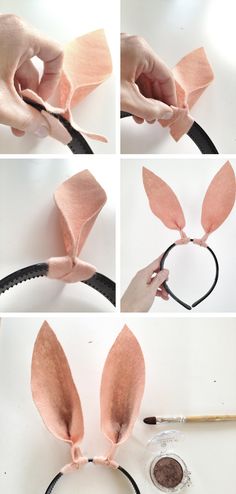 how to make bunny ears out of felt and fabric for headbands or hair ties