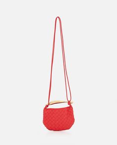 100% Lamb | Bottega Veneta Women's Mini Sardine Leather Crossbody Bag in Red | FW23/24 Unique Materials, Luxury Retail, Lambskin Leather, Luxury Fabrics, Luxury Boutique, Leather Crossbody Bag, Bottega Veneta, Leather Crossbody, Leather Shoulder Bag