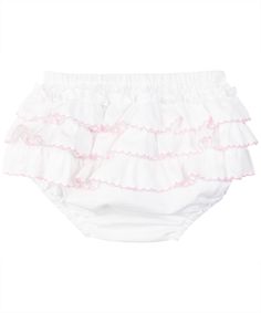 Style #FB-B069 Made with 100% Cotton White Cotton Bloomers With Ruffles, White Cotton Ruffled Bloomers, White Ruffled Bloomers For Spring, Ruffle Bloomers, Bubble Dress, Pink Ruffle, Rich Girl