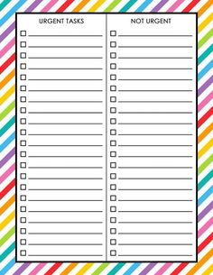 a colorful striped to do list with the words,'not urent'on it