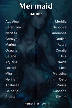 the names of mermaids that can be found in different languages, including english and spanish