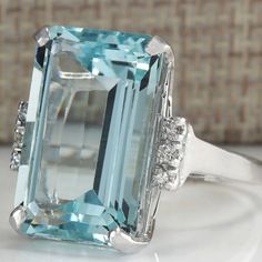 Name: Aquamarine Color: Silver Style: Fashion Material: Alloy Size: 7, 8, 9 Package: 1 Ring Fashionable Hairstyles, Aquamarine Cocktail Ring, Aquamarine Jewelry, Jewelry Wedding Rings, Anniversary Jewelry, Luxury Rings, Women's Jewelry And Accessories, Aquamarine Rings, Engagement Jewelry