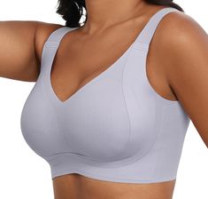 PRICES MAY VARY. SEAMLESS & NON-STEEL RING DESIGN： Our Bralettes for women adopts double cross pull design. Naturally fit the human body curve, gathering anti-sagging, lightly support, shaping a good breast shape. Increase side ratio, collect underarm & back fat, collect side breasts, anti-expansion, wear more sexy rounded breast shape. V-NECK DAILY DESIGN: V-neck design on the chest shows your collarbone and cleavage, no compression, no binding. Back U-shape design, invisible hook and eye back Plus Size Bras, Back Fat, Body Curves, Ladies Tops, Full Coverage Bra, Tops Fashion, Plus Size Bra, Everyday Bra, Seamless Bra