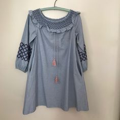 Absolutely Fun Rebecca Minkoff Off The Shoulder Dress. Size Small. Great Shape, No Stain. Has Been Worn Maybe Once! Like New For A Not New Price. Embroidered Cotton Oxford. Light Blue Casual Tunic Dress, Casual Light Blue Tunic Dress, New Price, Off The Shoulder Dress, Rebecca Minkoff, Kids And Parenting, Off The Shoulder, Shoulder Dress, Blue White