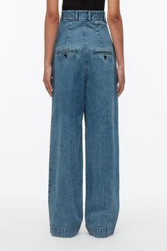 Denim Extreme High Waisted Trouser – 3.1 Phillip Lim Dark Wash Cropped Bottoms With Five Pockets, Cropped Denim Workwear Bottoms, Modern Cropped Bottoms With Relaxed Fit, Relaxed Fit Cropped Bottoms In Dark Wash, Denim Blue Relaxed Fit Cropped Bottoms, Relaxed Fit Cropped Denim Blue Bottoms, Denim Blue Cropped Bottoms With Relaxed Fit, Relaxed Fit Cropped Bottoms In Denim Blue, Cropped Denim Flare Jeans With Pockets