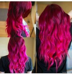 Magenta Hair Ombre, Purple And Magenta Hair, Unique Hair Color Ideas, Fuschia Hair, Fuchsia Hair, Unique Hair Color, Hair Color Ideas For Winter