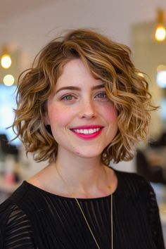 Short wavy curly hairstyle with face-framing highlights Latest Hairstyles, Curly Hair Styles, Hair Care, Skin Care, Skin, Hair Styles, Hair, Hair Care Tips