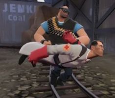 a cartoon character is being carried on a train track