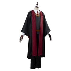 a harry potter costume is shown on a mannequin head and it's red scarf