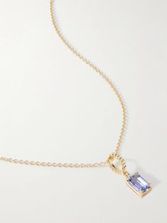 STONE AND STRAND's necklace is strung with an emerald-cut tanzanite - the stone has the same serene blue of a lake on a sunny day. It's handmade from 10-karat gold and has an adjustable chain. Emerald Cut Tanzanite Jewelry In Yellow Gold, Stone And Strand, Tanzanite Necklace, Aquamarine Necklace, Gold Pearl Necklace, Agate Necklace, Fine Jewelry Designers, The Stone, Opal Necklace