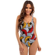 African Ankara One Piece Swimsuit Fitted Multicolor One-piece For Sunbathing, Floral Print Stretch Tankini For Sunbathing, Stretch Floral Print Tankini For Sunbathing, Multicolor Floral Print Swimwear For Surfing, Stretch Floral Print Swimwear For Surfing, Multicolor Stretch Swimwear For Vacation, Beachy Stretch Swimwear With Floral Print, Beachy Swimwear With Floral Print And Stretch, Stretch Multicolor Swimwear For Beach