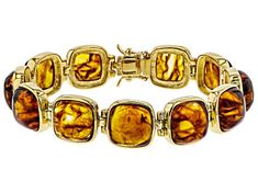 Meet your new favorite Orange Amber 18k Yellow Gold Over Sterling Silver Bracelet! JTV offers exceptional quality and value with this piece. Peace Sign Ring, Amber Gemstone, Jtv Jewelry, Jewelry Clasps, Box Clasp, Amber Stone, Cross Ring, Broken Chain, Bracelet Collection