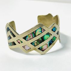 Vintage Large Abalone Shell Alpaca Silver Cuff Bracelet  Please see all pictures for size and condition Thank you so much for looking😊 Multicolor Inlay Cuff Bangle Bracelet, Multicolor Inlay Bangle Cuff Bracelet, Unique Adjustable Inlay Cuff Bracelet, Multicolor Inlay Cuff Bracelet Gift, Hot Glue Art, Glue Art, Polymer Crafts, Abalone Shell, Silver Cuff Bracelet