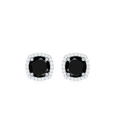 Product Details Indulge in pure happiness with these stunning stud earrings for women. Adorned in solid gold, they consist of a round cut created Black Diamond, beautifully set in a prong setting and surrounded by a halo of round cut moissanite stones set in pave. The result is a stunning display of elegance and glamour, making these earrings the perfect accessory for any woman who loves to sparkle. So why wait? Treat yourself or your loved one to these stunning earrings today, and experience th Elegant Black Round Cut Earrings, Formal Round Black Diamond Earrings, Black Round Brilliant Cut Earrings, Black Diamond Cut Round Earrings, Black Onyx Round Earrings, Vintage Stud Earrings, Halo Setting, Black Spinel, Signature Jewelry