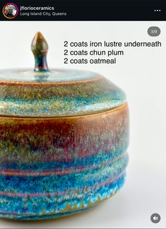 a ceramic container with two coats of luste underneath the lid