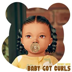 a digital painting of a baby girl with an infant pacifier in front of her face