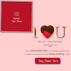 a valentine's day email from upload your photo with chocolate heart on it