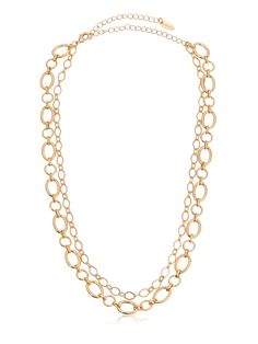 18kt gold plated Steel One entire necklace Length: 15-17 Inches + 5 Inch extender Gold-plated Double Chain Jewelry, Gold Oval Link Double Chain Necklace, Gold-tone Oval Link Double Chain Jewelry, Gold Double Chain Necklace With Oval Links, Yellow Gold Necklaces With Double Chain And Oval Link, Formal Gold Double Chain Jewelry, Gold Link Chain Layered Necklace, Gold-tone Link Jewelry With Double Chain, Gold-tone Link Necklace In Gold Plated