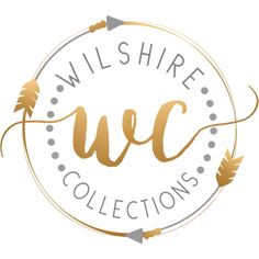 the logo for wlshire collection, which is gold and silver with arrows on it