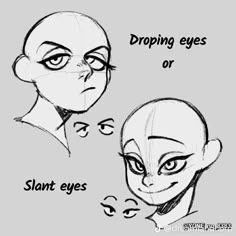 two drawings of an alien with the caption saying, dropping eyes or slant eyes