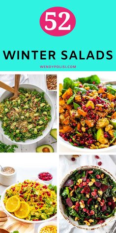 the top five winter salads with text overlay that reads 52 winter salads