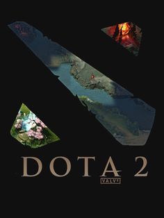 the poster for dota 2 is shown in three different colors and sizes, including one with