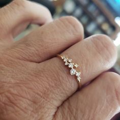 Cluster Ring in 14k Gold / Diamond Cluster Ring / Unique | Etsy Stackable Diamond Rings, Unique Diamonds, Stackable Ring, Diamond Wedding Band, Diamond Cluster Ring, Ring Unique, Ring Diamond, Diamond Cluster, Stackable Rings