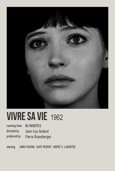 a poster with the words vivre sa vie written in black and white on it