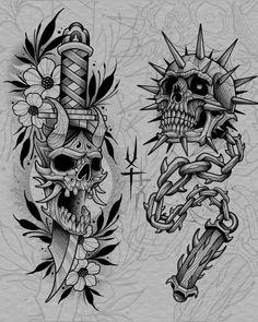 Skull Flash Tattoo Design, Christmas Tattoo Flash, Bday Tattoo, Petit Tattoo