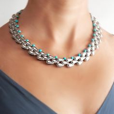 Rows of silver-plated droplet beads connect to form a dynamic chain topped with dainty turquoise beads. Chain Top, Rain Drops, Turquoise Beads, Silver Plate, Plating, Turquoise, Chain, Beads, Silver