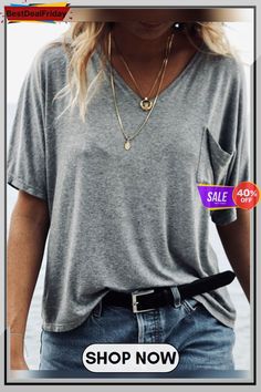 Bestdealfriday Women Summer Basic T-shirt Tops Tee 8197372 Linen Summer Outfits, Psychic Medium, Chic Tops, Outfit Chic, Summer Basics, Women's Outfits By Occasions, Mommy Style, Jeans Outfit, Girl Stuff