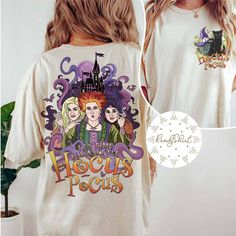 Hocus Pocus Sanderson Sisters Double Sided T-shirt, Disney Halloween Sided T-shirt Hocus Pocus Shirt Ideas, Hermanas Sanderson, Hocus Pocus Disney, Gary Anderson, Hocus Pocus Sanderson Sisters, Sanderson Sisters Hocus Pocus, Disney World Shirts, Sanderson Sisters, Sublimation Ideas