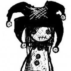 a black and white drawing of a clown