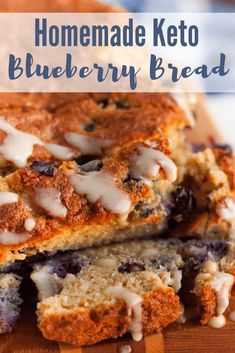 homemade keto blueberry bread on a cutting board