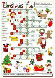 christmas fun crossword puzzle game with santa claus and other holiday related items on it