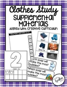 clothes study and matching materials for students to use in their classroom's workbook